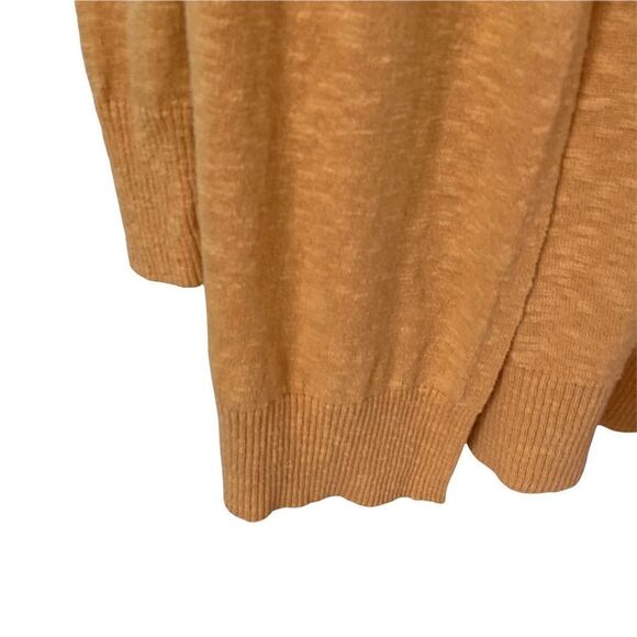 Eileen Fisher Open Front Yellow Mustard Sweater Cardigan in Size Medium Petite - Picture 3 of 8